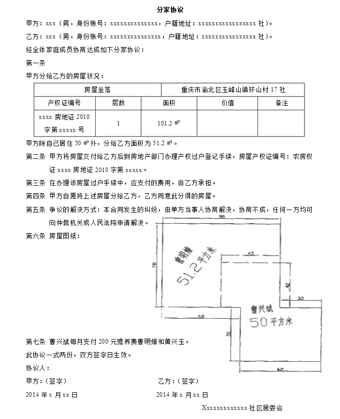 最新分家协议书范本详解