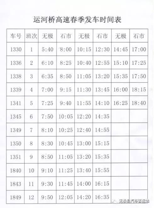 运河桥客运时刻表最新详解